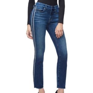 Good American Good Straight Athletic Stripe Straight Leg Jeans‎ Sz 10/30